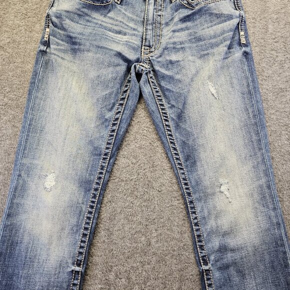 BKE Jake Straight Leg Jeans Mens Size 30S (30x29) Blue Faded Distress Stretch - Picture 2 of 11